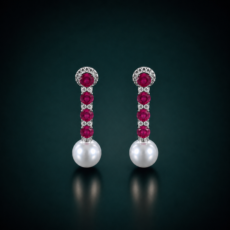 Ruby & Pearl Earrings