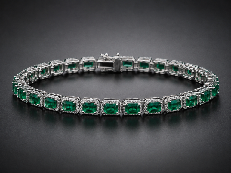 Zambian Emerald Line Bracelet