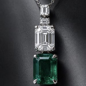 Emerald & Diamond Pendant Necklace