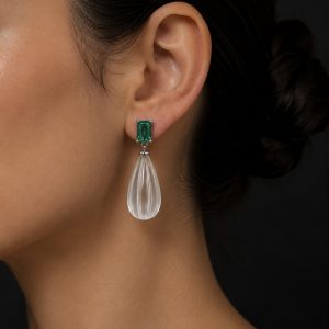 Colombian Emerald & Rock Crystal Earrings