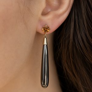 Orange Sapphire Drop Earrings
