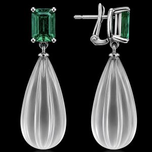 Colombian Emerald & Rock Crystal Earrings
