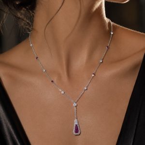 Ruby Drop Pendant Necklace