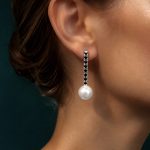 Australian Pearl & Black Diamond Earrings