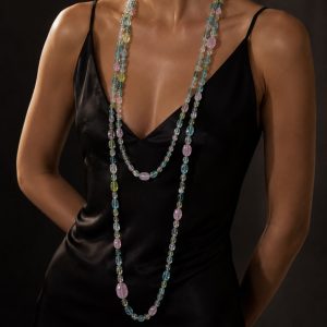 Natural Acquamarine Long Necklace