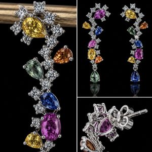 Natural Sapphire Diamond Earrings