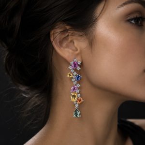 Natural Sapphire Diamond Earrings